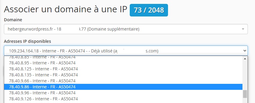 o2switch adresse ip dédié